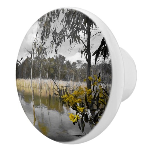 灰色の空の下の反射 セラミックノブ (右)