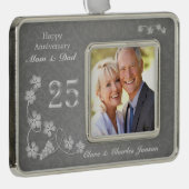 灰色の第25結婚記念日の陸軍中佐の階級章 シルバープレートフレームオーナメント (右)