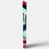 灰色の粗い形状の上に強い赤から青のスパイラル Case-Mate iPhoneケース (裏面 / 左)