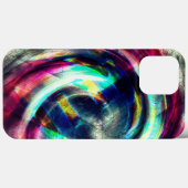 灰色の粗い形状の上に強い赤から青のスパイラル Case-Mate iPhoneケース (裏面 (横))