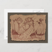 灰色の紙スケッチ:湿地の物 ポストカード (正面/裏面)