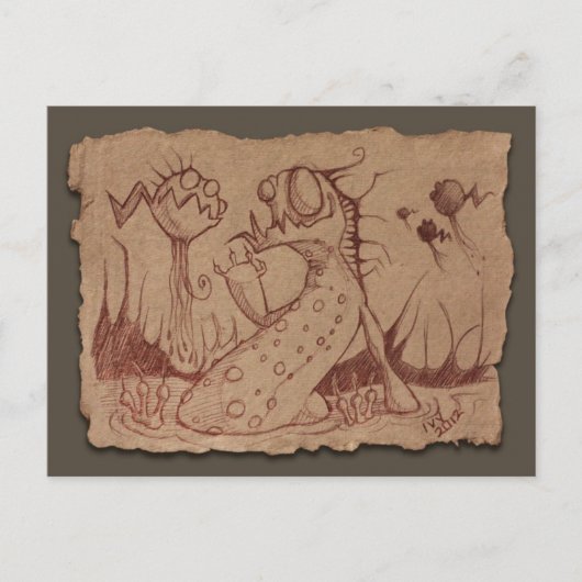 灰色の紙スケッチ:湿地の物 ポストカード (正面)