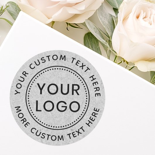 灰色の紙テクスカスタムチャのロゴ円形文字 ラウンドシール