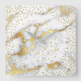 灰色の紙吹雪のダイヤモンドの水晶の大理石の金ゴールドののど スクエア壁時計