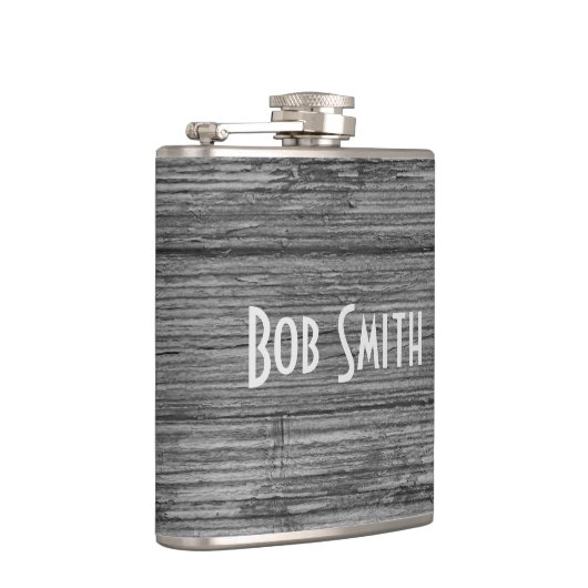 灰色の素朴な木の背景 フラスク (右)