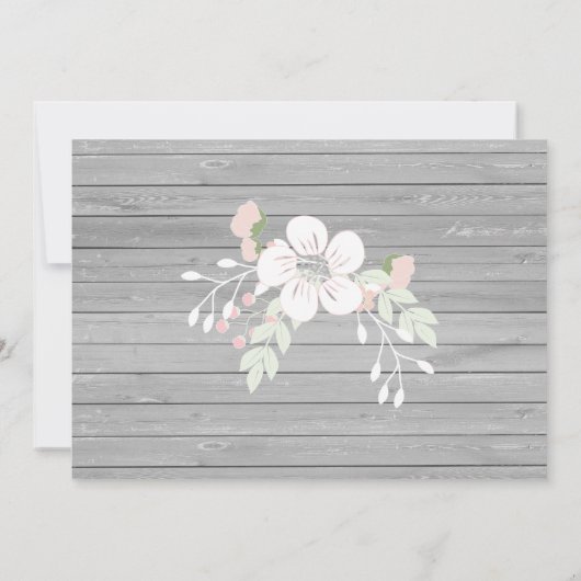 灰色の素朴な木製パステルストリングライト婚約 招待状 (裏面)