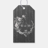 灰色の素朴な。フローラ結婚の木納屋ありがとう ギフトタグ (裏面)