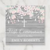 灰色の素朴木材赤面フローラの最初の共有 フェイバータグ (正面)