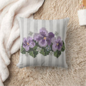 灰色の紫色の十字のステッチのバイオレット クッション (ブランケット)