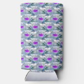 灰色の紫色の花のパターン白 スリム缶クーラー (裏面)