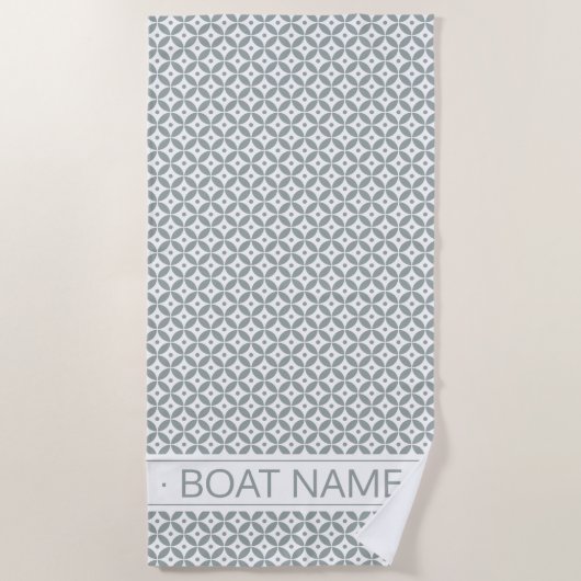 灰色の緑と白の幾何学的パターパーソナライズされたン ビーチタオル (正面)