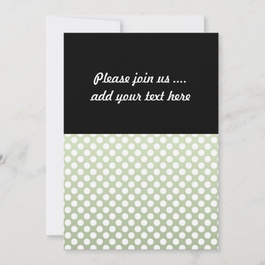灰色の緑と白の水玉模様パターン 招待状 (正面)
