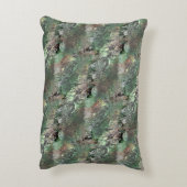 灰色の緑の奇妙なテクスチャと抽象芸術スカル アクセントクッション (裏面(縦))