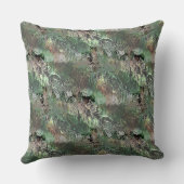灰色の緑の奇妙なテクスチャと抽象芸術スカル クッション (裏面)
