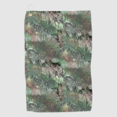 灰色の緑の奇妙なテクスチャと抽象芸術スカル ゴルフタオル (正面)