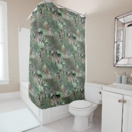 灰色の緑の奇妙なテクスチャと抽象芸術スカル シャワーカーテン
