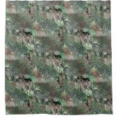 灰色の緑の奇妙なテクスチャと抽象芸術スカル シャワーカーテン (正面)