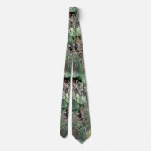 灰色の緑の奇妙なテクスチャと抽象芸術スカル ネクタイ (裏面)