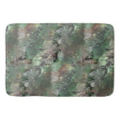灰色の緑の奇妙なテクスチャと抽象芸術スカル バスマット (正面)