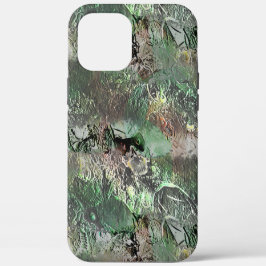 灰色の緑の奇妙なテクスチャと抽象芸術スカル iPhone 12 PRO MAX ケース