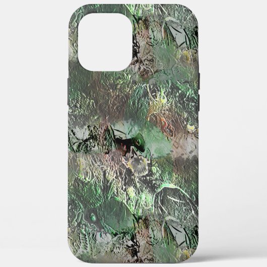 灰色の緑の奇妙なテクスチャと抽象芸術スカル Case-Mate iPhoneケース (裏面)