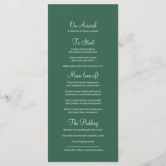 灰色の緑の木々の絵を描冬の結婚式 メニュー (裏面)