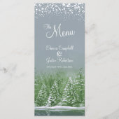 灰色の緑の木々の絵を描冬の結婚式 メニュー (正面)