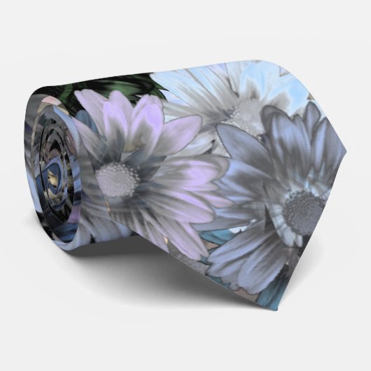 灰色の緑の花柄 ネクタイ (ロール)