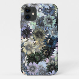 灰色の緑の花柄 iPhone 11 ケース