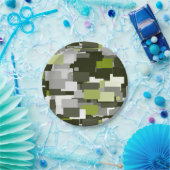 灰色の緑の都市カムフラージュ ペーパープレート (パーティー)