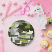 灰色の緑の都市カムフラージュ ペーパープレート (パーティー)