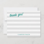 灰色の線のティール（緑がかった色）名を追加ありがとう ノートカード (正面)