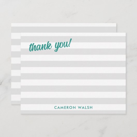 灰色の線のティール（緑がかった色）名を追加ありがとう ノートカード (正面/裏面)