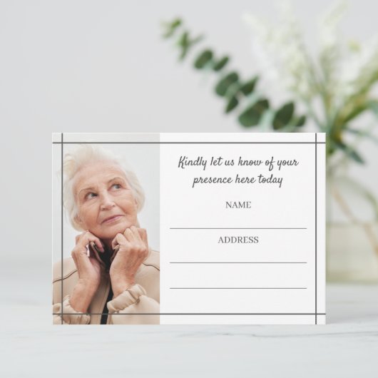 灰色の線の写真の葬儀の出席 エンクロージャーカード (スタンド正面)