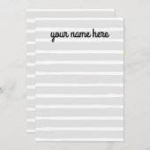 灰色の線付パーソナライズされたきノートカード 招待状 (正面/裏面)