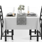 灰色の繊維織物のタコの種パターン(の模様が)ある ショートテーブルランナー