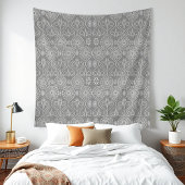 灰色の繊維織物のタコの種パターン(の模様が)ある タペストリー