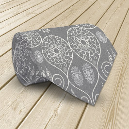 灰色の繊維織物のタコの種パターン（の模様が）ある ネクタイ