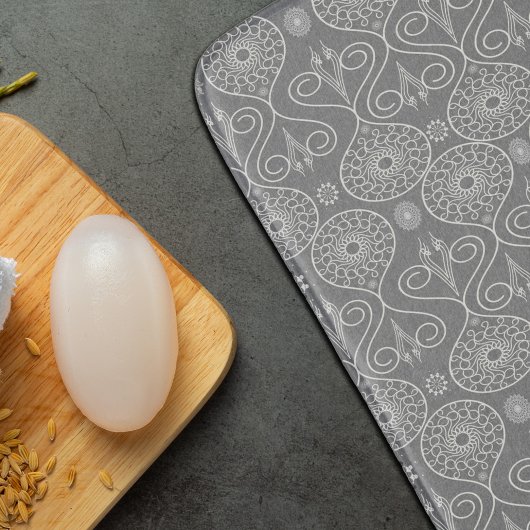 灰色の繊維織物のタコの種パターン（の模様が）ある バスマット