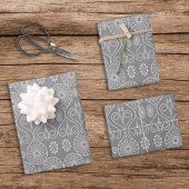 灰色の繊維織物のタコの種パターン（の模様が）ある ラッピングペーパーシート