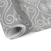 灰色の繊維織物のタコの種パターン（の模様が）ある ラッピングペーパー (ロールコーナー)