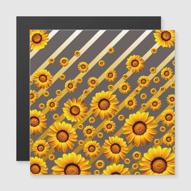 灰色の美しい黄色の花、金ゴールドストライプ (正面/裏面)