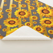 灰色の美しい黄色の花、金ゴールドストライプ シェルパブランケット (3/4)