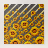 灰色の美しい黄色の花、金ゴールドストライプ ジグソーパズル (縦)