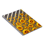 灰色の美しい黄色の花、金ゴールドストライプ ノートブック (右側)