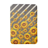 灰色の美しい黄色の花、金ゴールドストライプ バスマット (正面縦)