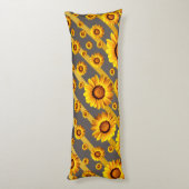 灰色の美しい黄色の花、金ゴールドストライプ ボディピロー (裏面 (縦))