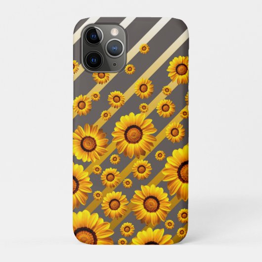 灰色の美しい黄色の花、金ゴールドストライプ Case-Mate iPhoneケース (裏)