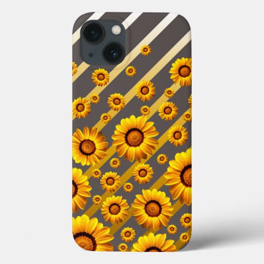 灰色の美しい黄色の花、金ゴールドストライプ Case-Mate iPhoneケース (裏面)