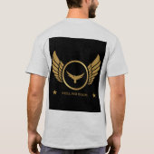 灰色の翼のあるゴールドイーグルイメージと"Feeling Good"のテキスト Tシャツ (裏面)